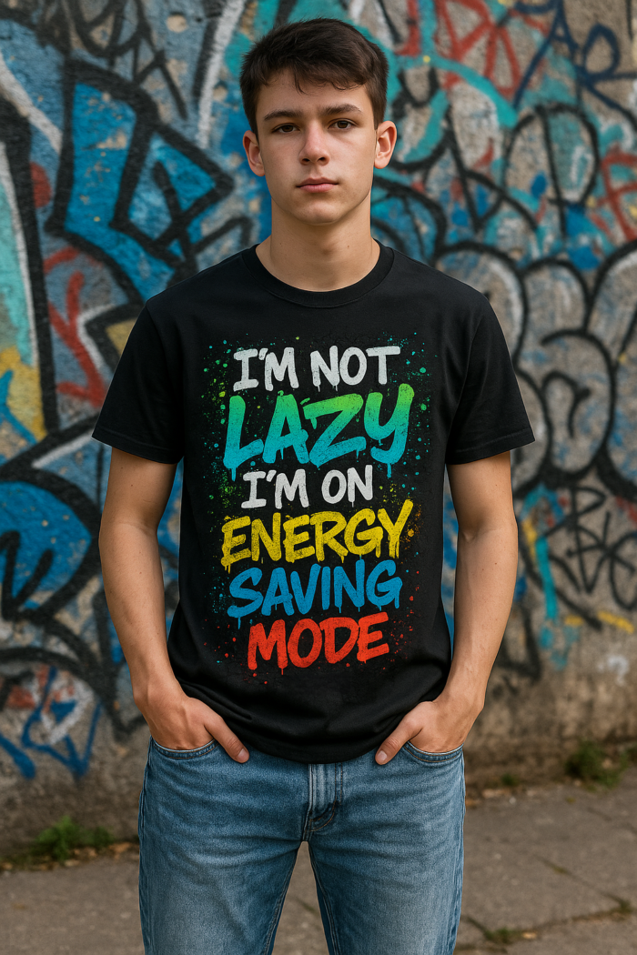 LIFE CIRCLE | I Am not Lazy... Printed Round Neck T-Shirt