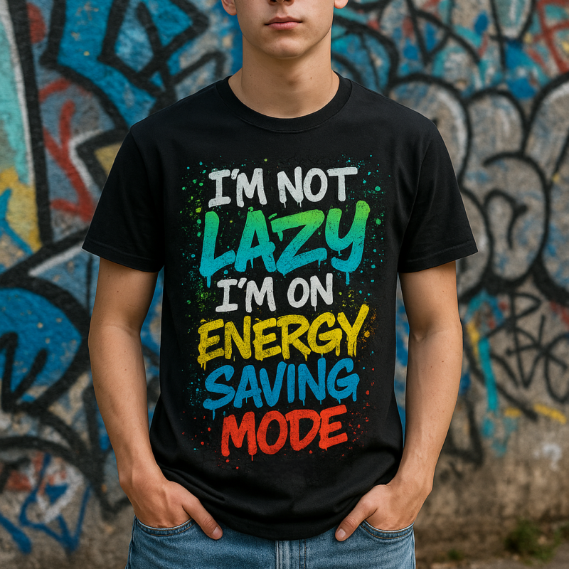 LIFE CIRCLE | I Am not Lazy... Printed Round Neck T-Shirt